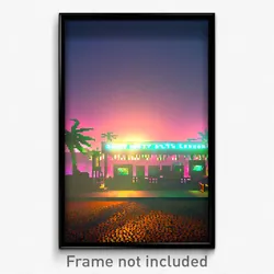 Pixel Art Poster - Shifty Lagoon (8 Bit Psychedelic Trippy Video Game Print)