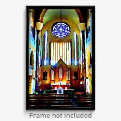 Pixel Art Poster - Interesting Synagogue (8 Bit Psychedelic Video Game Print)