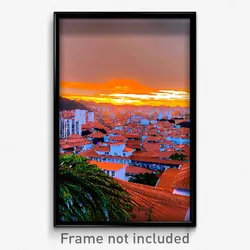 Pixel Art Poster - Orange Brazilian City (8 Bit Psychedelic Video Game Print)