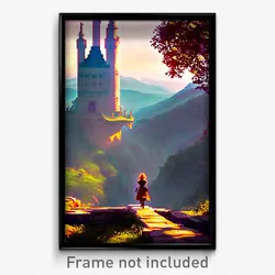 Pixel Art Poster - Faraway Keep (8 Bit Psychedelic Trippy Video Game Print)