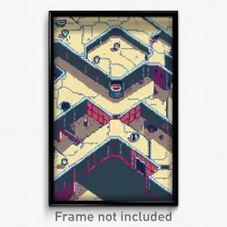 Pixel Art Poster - Large Hideout (8 Bit Psychedelic Trippy Video Game Print)
