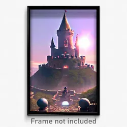 Pixel Art Poster - Spherical Castle (8 Bit Psychedelic Trippy Video Game Print)