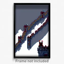 Pixel Art Poster - Zany Battlements (8 Bit Psychedelic Trippy Video Game Print)