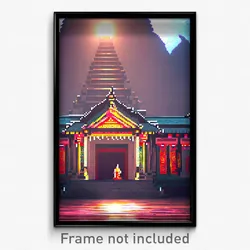 Pixel Art Poster - Shifty Temple (8 Bit Psychedelic Trippy Video Game Print)
