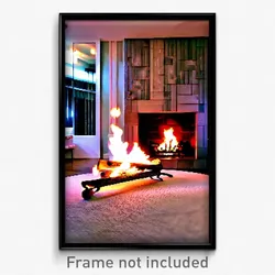 Pixel Art Poster - Incredible Fireplace (8 Bit Psychedelic Video Game Print)