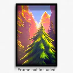 Pixel Art Poster - Evergreen Fissure (8 Bit Psychedelic Trippy Video Game Print)