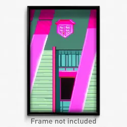 Pixel Art Poster - Pink Safehouse (8 Bit Psychedelic Trippy Video Game Print)