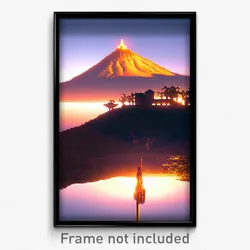 Pixel Art Poster - Warm Mount (8 Bit Psychedelic Trippy Weird Video Game Print)