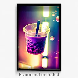 Pixel Art Poster - Mysterious Bubble Tea (8 Bit Psychedelic Video Game Print)
