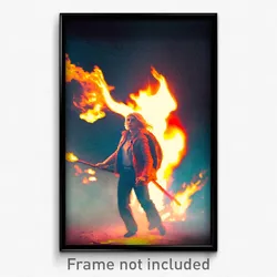 Pixel Art Poster - Superficial Fire (8 Bit Psychedelic Trippy Video Game Print)