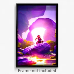 Pixel Art Poster - Violet Rock (8 Bit Psychedelic Trippy Weird Video Game Print)