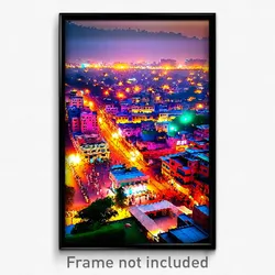 Pixel Art Poster - Vivid Indian City (8 Bit Psychedelic Trippy Video Game Print)