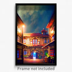 Pixel Art Poster - Voluminous Inn (8 Bit Psychedelic Trippy Video Game Print)