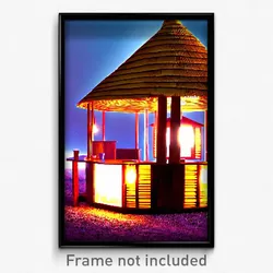 Pixel Art Poster - Admired Hut (8 Bit Psychedelic Trippy Weird Video Game Print)