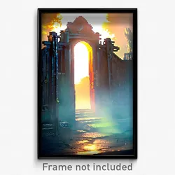Pixel Art Poster - Mysterious Gate (8 Bit Psychedelic Trippy Video Game Print)
