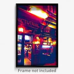 Pixel Art Poster - Nocturnal Pub (8 Bit Psychedelic Trippy Video Game Print)