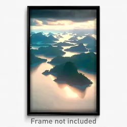 Pixel Art Poster - Cloudy Archipelago (8 Bit Psychedelic Video Game Print)