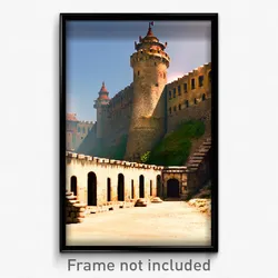 Pixel Art Poster - Old Fortress (8 Bit Psychedelic Trippy Video Game Print)