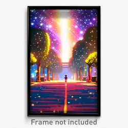 Pixel Art Poster - Starry Boulevard (8 Bit Psychedelic Trippy Video Game Print)