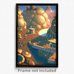 Pixel Art Poster - Bumpy Outpost (8 Bit Psychedelic Trippy Video Game Print)