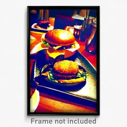 Pixel Art Poster - Admired Hamburger (8 Bit Psychedelic Trippy Video Game Print)