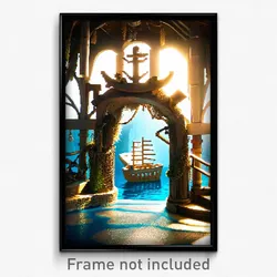 Pixel Art Poster - Nautical Grotto (8 Bit Psychedelic Trippy Video Game Print)