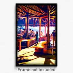 Pixel Art Poster - Bustling Hut (8 Bit Psychedelic Trippy Video Game Print)
