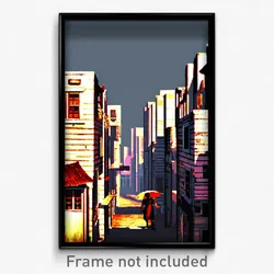 Pixel Art Poster - Neglected Slum (8 Bit Psychedelic Trippy Video Game Print)