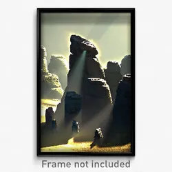 Pixel Art Poster - Shadowy Dolmen (8 Bit Psychedelic Trippy Video Game Print)