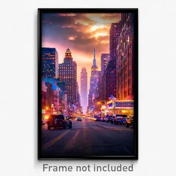Pixel Art Poster - Stupendous American City (8 Bit Psychedelic Video Game Print)