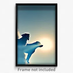 Pixel Art Poster - Sky Blue Dog (8 Bit Psychedelic Trippy Video Game Print)