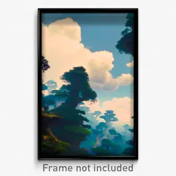 Pixel Art Poster - Puzzling Cloud Forest (8 Bit Psychedelic Video Game Print)