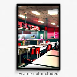 Pixel Art Poster - Classic 50'S Diner (8 Bit Psychedelic Video Game Print)