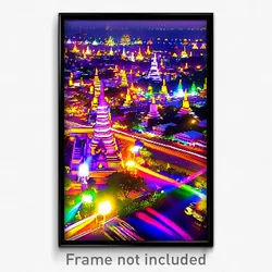 Pixel Art Poster - Multicolored Thai City (8 Bit Psychedelic Video Game Print)