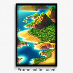 Pixel Art Poster - Fancy Archipelago (8 Bit Psychedelic Trippy Video Game Print)
