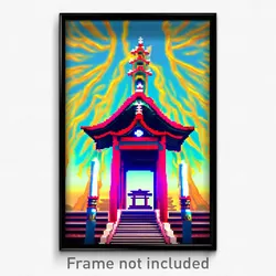 Pixel Art Poster - Dizzying Shrine (8 Bit Psychedelic Trippy Video Game Print)