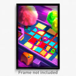 Pixel Art Poster - Fluffy Board Game (8 Bit Psychedelic Trippy Video Game Print)