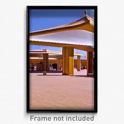Pixel Art Poster - Tan Pavillion (8 Bit Psychedelic Trippy Video Game Print)