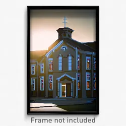 Pixel Art Poster - Striking Rectory (8 Bit Psychedelic Trippy Video Game Print)