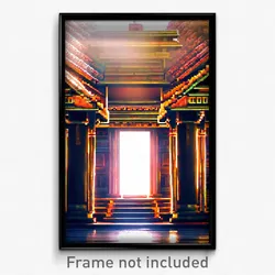 Pixel Art Poster - Classic Temple (8 Bit Psychedelic Trippy Video Game Print)