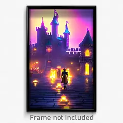 Pixel Art Poster - Original Castle (8 Bit Psychedelic Trippy Video Game Print)