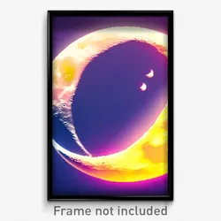 Pixel Art Poster - Upbeat Moon (8 Bit Psychedelic Trippy Weird Video Game Print)