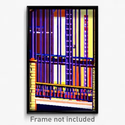 Pixel Art Poster - Animated Balcony (8 Bit Psychedelic Trippy Video Game Print)
