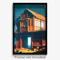 Pixel Art Poster - Well Made Hideout (8 Bit Psychedelic Trippy Video Game Print)
