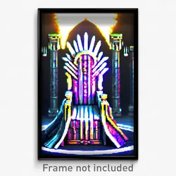 Pixel Art Poster - Cool Throne (8 Bit Psychedelic Trippy Weird Video Game Print)