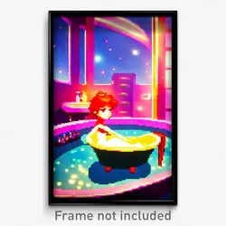 Pixel Art Poster - Creative Baths (8 Bit Psychedelic Trippy Video Game Print)