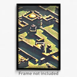 Pixel Art Poster - Square Fortifications (8 Bit Psychedelic Video Game Print)