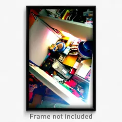 Pixel Art Poster - Cluttered Drawer (8 Bit Psychedelic Trippy Video Game Print)