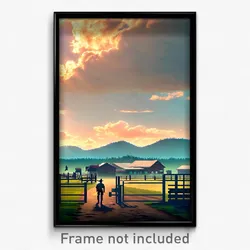 Pixel Art Poster - Gigantic Ranch (8 Bit Psychedelic Trippy Video Game Print)
