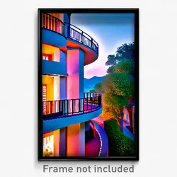 Pixel Art Poster - Curvy Balcony (8 Bit Psychedelic Trippy Video Game Print)